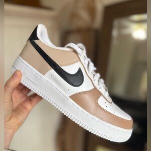 Custom Air Force 1 - 5.5y - black and tan